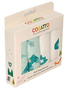 Ziggle Cosatto - Panno per il lavaggio del bambino - Multifunzionale - Salviette viso in 100% cotone - Confezione da 4 - Asciugamani per neonati - Essenziali per neonati - Dragon Kingdom