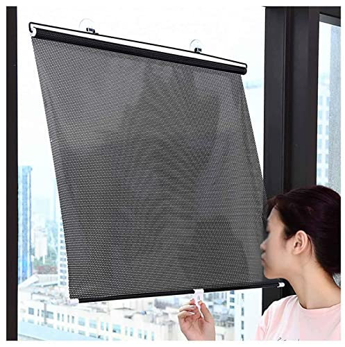 Sonnenschutz Verdunkelungsrollos Dachfenster,Fensterrollo Mit Saugnäpfen,Ohne Bohren Temporäre Jalousien,Einziehbarer Balkon Vorhang,Sichtschutzvorhänge Für Heim Und Büro,Black-68×125cm(26.8*49.2in)