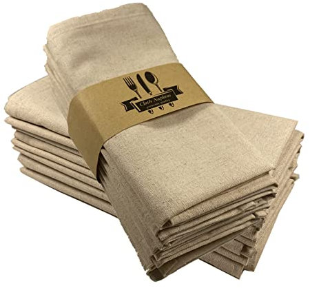 ZOYIEP Tygservetter, linneservetter, 4/6/8-pack 100 % bomull och linne, servetter, tyg, tygservetter, linne 40 x 40 cm, kökstygservetter, dekoration (kaki, set om 4)