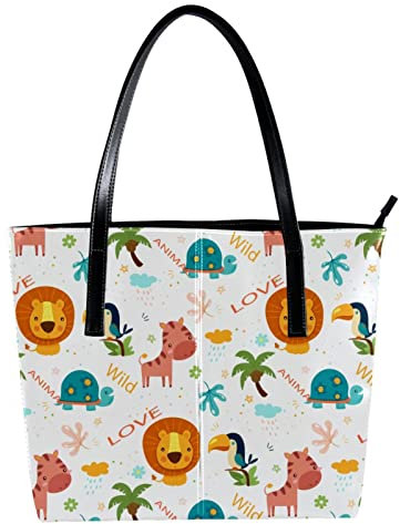 Bunte Wildtiere Muster 01 Schultertasche Leichte Freizeit Schultasche Lehrer Tasche Handtasche Geldbörse, Mehrfarbig