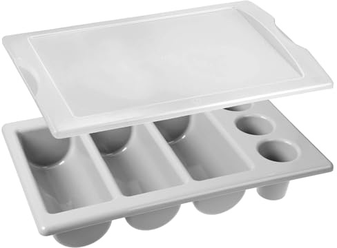 GRÄWE Besteckkasten mit 3 Köchern, inkl. Deckel, grau, Besteckaufbewahrung, Besteckorganizer, Polypropylen, spülmaschinengeeignet