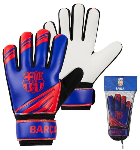 Hy-Pro Gants de gardien de but sous licence officielle FC Barcelona pour enfants et adolescents – Paumes rembourrées antidérapantes – Taille 5 ou 7 – Cadeaux Barcelone pour garçons (taille 5)
