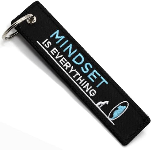 Motorrad Schlüsselanhänger - Geschenk für Motorradfahrer Schlüsselanhänger Stoff MINDSET IS EVERYTHING, Motorrad Zubehör - Originelle Schlüsselanhänger - Originelle Geschenke für Motorradfahrer