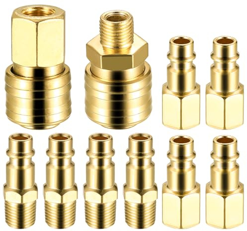 10 x Euro 1/4 NPT Druckluftkupplung, 1/4BSP Schnellkupplung für Schläuche, Luftanschluss Druckluft Kupplungen Luftschlauch Schnellanschluss, Kupplungsstecker Luftleitung luftKompressor Fittings