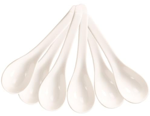 MAGICLULU Keramiklöffel Haushaltslöffel Aus Porzellan Suppenlöffel Für Restaurant Kleine Reislöffel Ergonomisch Rutschfest