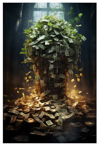 Jigsaw puzzle for adult 1000 piece, wooden, for Fantasy Money Tree, Dollars (B ; 1000)