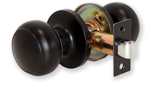XFORT Bello - Juego de pomos de paso para puertas interiores de madera, juego completo con pestillo tubular, color negro mate