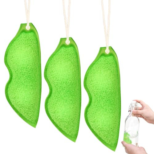 KIKVTER 3 Stück Beans Bottle Cleaning Sponge, Magic Beans Bottle Cleaner Sponge, Küchenschwämme in Erbsenform, Flaschenreinigungsschwamm für Glasflaschen verschiedener Kaliber und Größen