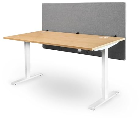 Ergotopia Akustik Trennwand Schreibtisch (180 x 80 x 2,8 cm), Verstellbarer Sichtschutz für Büro | Fokus Tischtrennwand in grau, Schallschutz Raumtrenner mit Klemmen, Schreibtisch Akustikwand