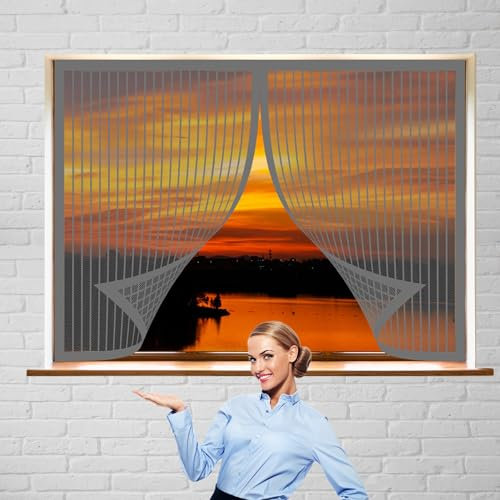 Magnetischer Fliegenvorhang 180 x 85 cm Fliegengitter Balkontür in Verschiedenen Größen Auswählbar Magnetvorhang für Balkontür Terrassentür, Grau