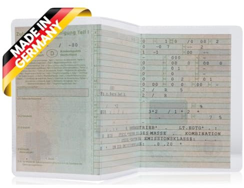 Festland DESIGN® Fahrzeugschein Hülle für KFZ-Schein, 3-teilige transparente & passgenaue Ausweishülle, Fahrzeugschein Mappe, PVC Schutzhülle für Zulassungsschein - Made in Germany