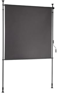 empasa Senkrechtmarkise Vertikalmarkise Klemmmarkise Außenrollo ausziehbar Montage ohne Bohren Sichtschutz Windschutz für Balkon und Terrasse wetterfest in anthrazit Balkonrollo mit Handkurbel