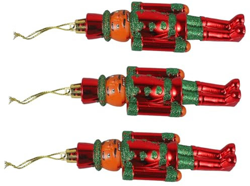 ABOOFAN 3pcs Walnut Soldier Pendant Nutcracker Hanging Xmas Tree Decor Christmas Nutcracker Figures