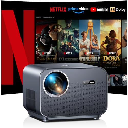 [Autofocus & Keystone Correction] Smart 4K Projector, VGKE 900 ANSI Full HD 1080p WiFi 6 Bluetooth Projector with Dolby Audio, Fully Sealed Dust-Proof/Low Noise/Outdoor/Bedroom