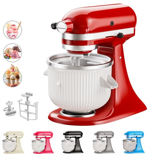Kiviman Eiscreme-Aufsatz für KitchenAid Standmixer, 2 Quart Eisschale, kompatibel mit Kitchenaid Standmixer für 4,5 Qt, 5Qt und 6Qt, aber nicht für 3,5Qt Eiscremebereiter