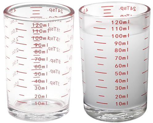JUGCUT Vaso medidor de vidrio, vasos pequeños de chupito de 120 ml