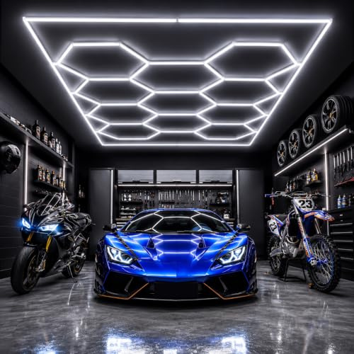 Modern Hexagon LED Garage Light, Ultra-Bright 6500K Natural White,