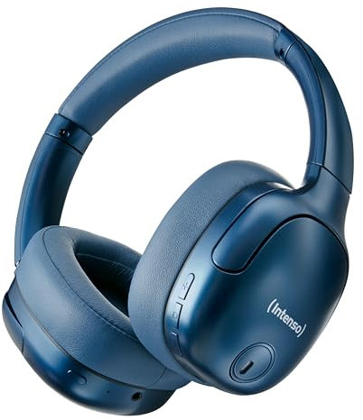 Intenso O400HA Casque Supra-auriculaire Hybride, réduction Active du Bruit, jusqu'à 75 Heures d'autonomie et Bluetooth 5.3, avec Mode Musique, Mode Transparent et Temps de Charge Rapide, Bleu