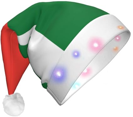 WBQLSL Flagge Madagaskar Erwachsene Dreistufige beleuchtete Weihnachtsmütze Unisex Neujahr LED beleuchtete Weihnachtsmütze Plüsch Neujahr Weihnachten Party Geschenk
