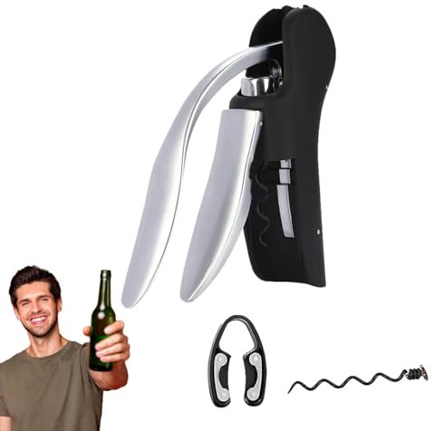 Tire-bouchon - Tire-bouchon vertical compact - Tire-bouchon portable avec levier vertical - Outils manuels robustes pour bar et vin - Tire-bouchon et ouvre-bouteille pour la famille