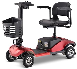 4-Rad-Mobilitätsroller, 15 Meilen Reichweite Rollstuhlgerät, Elektro-Mobilitätsroller für Senioren, Erwachsene, kompakter Mobilitätsroller für Reisen mit LED-Scheinwerfer und abnehmbarem Korb