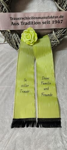 Trauerschleife Grabschleife Kranzschleife 10 cm breit hellgrün SUPER Low Budget Bedruckt