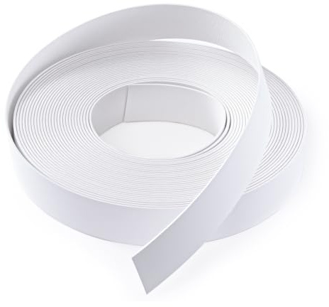 FAKILO PVC Edge Banding 19mm x 8m Veneer Edge Banding White with Hot Melt Adhesive Pre - glued Iron on Edging Tape Trim for Cabinet Plywood Repairs and Furniture Restoration