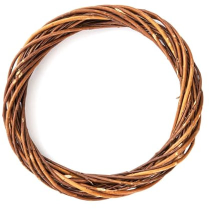 Yurosiay Weidenkranz Holzkranz Künstliche Rebenkranz Weihnachtsgirlande Natürlicher Kranzrahmen Strohkranz Frühling Weidengirlande Türkranz Weihnachten Rattan Ring für DIY Heimdekor Braun 25CM