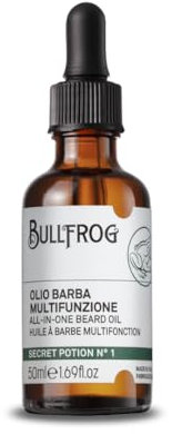 Bullfrog Olio Barba Multifunzione Secret Potion N.1 50ml - Profumato e Nutriente - Note Legnose, Aromatiche e Ambrate - Made in Italy