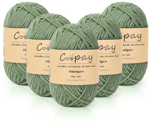 Coopay Laine pour crochet, 225 g (5 x 45 g) de fil doux, 5 pelotes Faiding pour tricot et crochet, laine bébé pour débutants, super douce pour projets de tricot