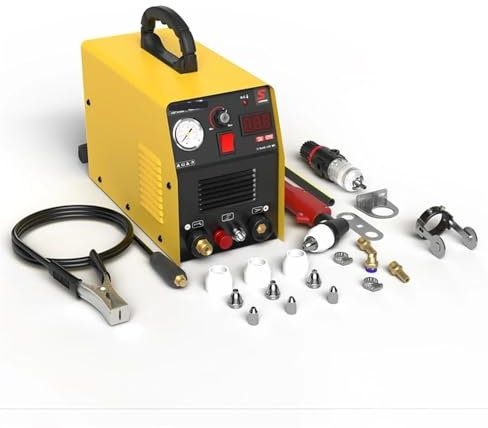 Cortadora de plasma de aire portátil, soldadora, cortadora de plasma, inversor IGBT de alta frecuencia de 55 amperios con accesorios, corte limpio de metal de 12 mm, pantalla LED digital grande