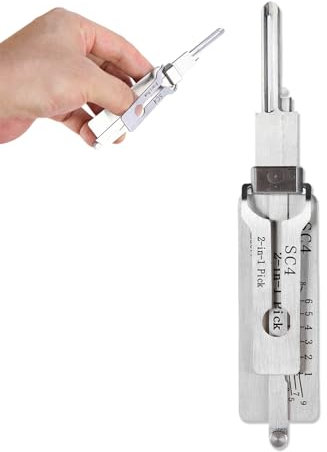 Outil de crochetage de serrure Master Key Decoder, kit de crochetage de serrure 2 en 1 en acier inoxydable, outils de serrurier professionnel pour l'entretien de réparation de porte de maison (SC4)