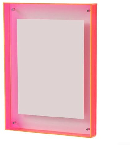 Transparenter Acryl-Bilderrahmen, 16,3 x 21,6 cm, leichter Hochglanz-Bilderrahmen, bruchsicher und kindersicher, Schreibtisch- oder Wanddisplay, moderne Heimbüro-Dekoration (fluoreszierendes Rot)