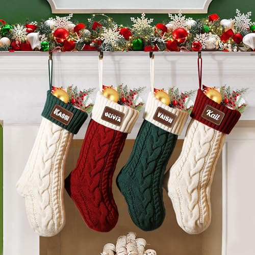 SearchI Personalisierte Weihnachtsstrumpf mit Benutzerdefinierte Namen Christmas Stockings zum Nikolaus oder Weihnachten - Namen - Geschenkbeutel - Nikolausstiefel zum Aufhängen(1 Stück)