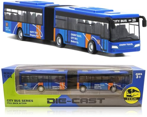 WFKKMEQ Toy Car, Pull Back Vehicle Toy Bus Mini Toycar Bus Model Car Small Bustoy Friction Powered Vehicles Die-cast City Buses Toys Cars Model Educational Toys Birthday Gift for Kids(Blue)