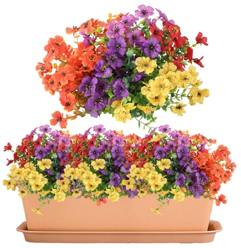 WQDD STANPET Lot de 6 Fleur Artificielle – Bouquet de Fleurs artificielles UV Résistante, Plantes Synthétiques Extérieures & Décoration Intérieure pour Jardin, Balcon et Maison
