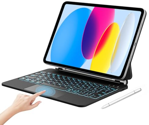 IXTRA Magic Keyboard Case for iPad A16 11th & 10th Gen 10.9 inch, Black | For iPad A16 11th Gen 2025 & iPad 10th Gen 10.9-Inch 2022, Floating Cantilever Stand, Multi-Touch Trackpad, 7-Color Backlit