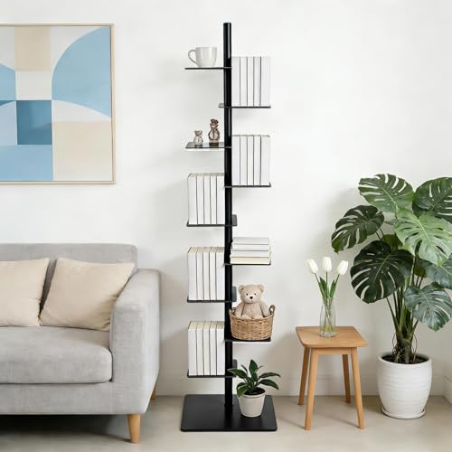 Generisch Bücherturms Freistehend Mit 9 Etagen,Bücherturm Aus Metall Wirbelsäule Bücherregal,Vertikaler Bücherturm Mit 9 Etagen,360° Drehbares Für Studie, Wohnzimmer, Büro, Schlafzimmer