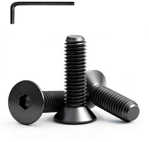 QANCEN 10 Piezas Tornillo Avellanado M5x60mm Negro Tornillos de Cabeza Avellanada Hexagonal de Acero Inoxidable A2 V2A con llave Allen Rosca Completa
