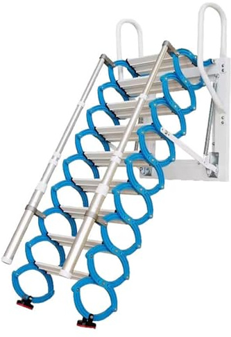 dachbodentreppe Teleskop-Klappleiter, Dachboden-Deckenleiter, multifunktionale Wand-Hebeleiter ohne Handläufe for Zuhause Leiter(Bleu,2.2m)
