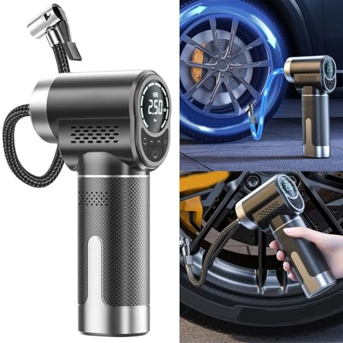 SageFurned Compresseur d'air portable sans fil 150 PSI pour gonfleur de pneus de véhicule électrique avec affichage numérique, débit rapide de 21 l/min, pour arrêt automatique, design compact