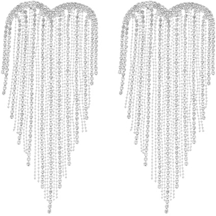 NBEADS 2 Stück Kristall Herzform Quaste Brosche Pin,Herz Quaste Strass Broschen Anstecknadeln Dual-Use Als Schulter Abzeichen Für Hochzeit Party Tanz Bankett Zierliches Dekor, 13.5x6.2cm