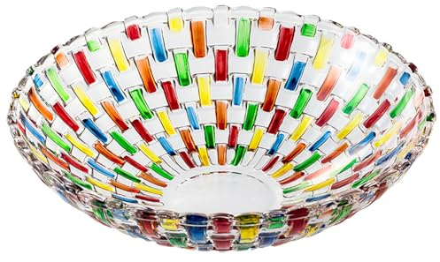 Uanqfegy Handmålad fruktskål i glas, färgglad flätad dekorativ server för hem bröllop, 10 x 3