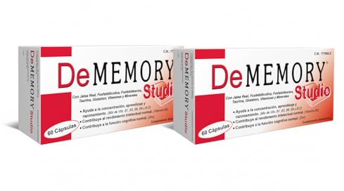 DeMemory Studio 60 capsules - Pack de 2 unités - Aide à la concentration, apprentissage et raisonnement - avec phosphatidylcholine, phosphatidylsérine, taurine, gelée royale, vitamines et minéraux
