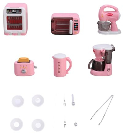 HGZLQKD Miniature Kitchen Appliance Set Decoration Accessories Mini Appliances Simulated Toys for Children Playset Kitchen Toys, Pink