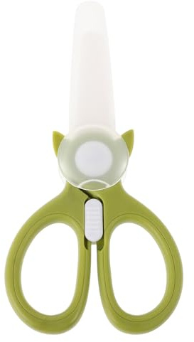Lurrose Tijeras de Cerámica para Cortar Alimentos de Ñiño, Portátiles, Tamaño Pequeño, Color Verde Césped, Cortadoras para Carne, Verduras y Fideos, Herramienta Multifuncional para Cocina