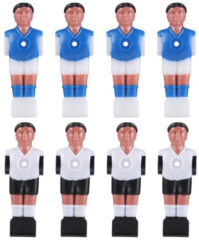 DOITOOL Figuras de Jugadores de Futbolín de Resina, 8 Piezas 4 Hombres en Camiseta de Color Claro y Negra y 4 en Camiseta Azul y Negra, Accesorios de Repuesto para Mesas de