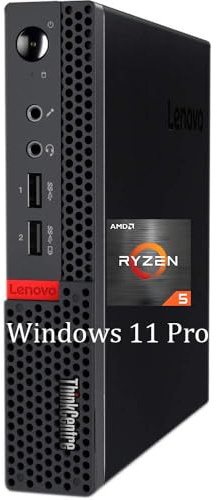 Lenovo ThinkCentre M715Q Mini Ordenador de sobremesa con AMD Ryzen 5 Pro 2400GE, 8 GB de RAM, SSD de 256 GB, WiFi, Bluetooth, sin Teclado ni ratón, Windows 11 Pro (reacondicionado)