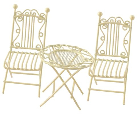 Table de bistrot miniature avec 2 chaises en fer pour maison de poupée, décoration et présentation de collection