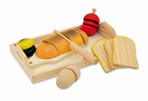 tanner DER KLEINE KAUFMANN TANNER Deco - Frühstückstablett zum Schneiden, mit verschiedenen Broten, Zubehör für Kaufmannsladen, lebensmittelechtes Design, 0901.9